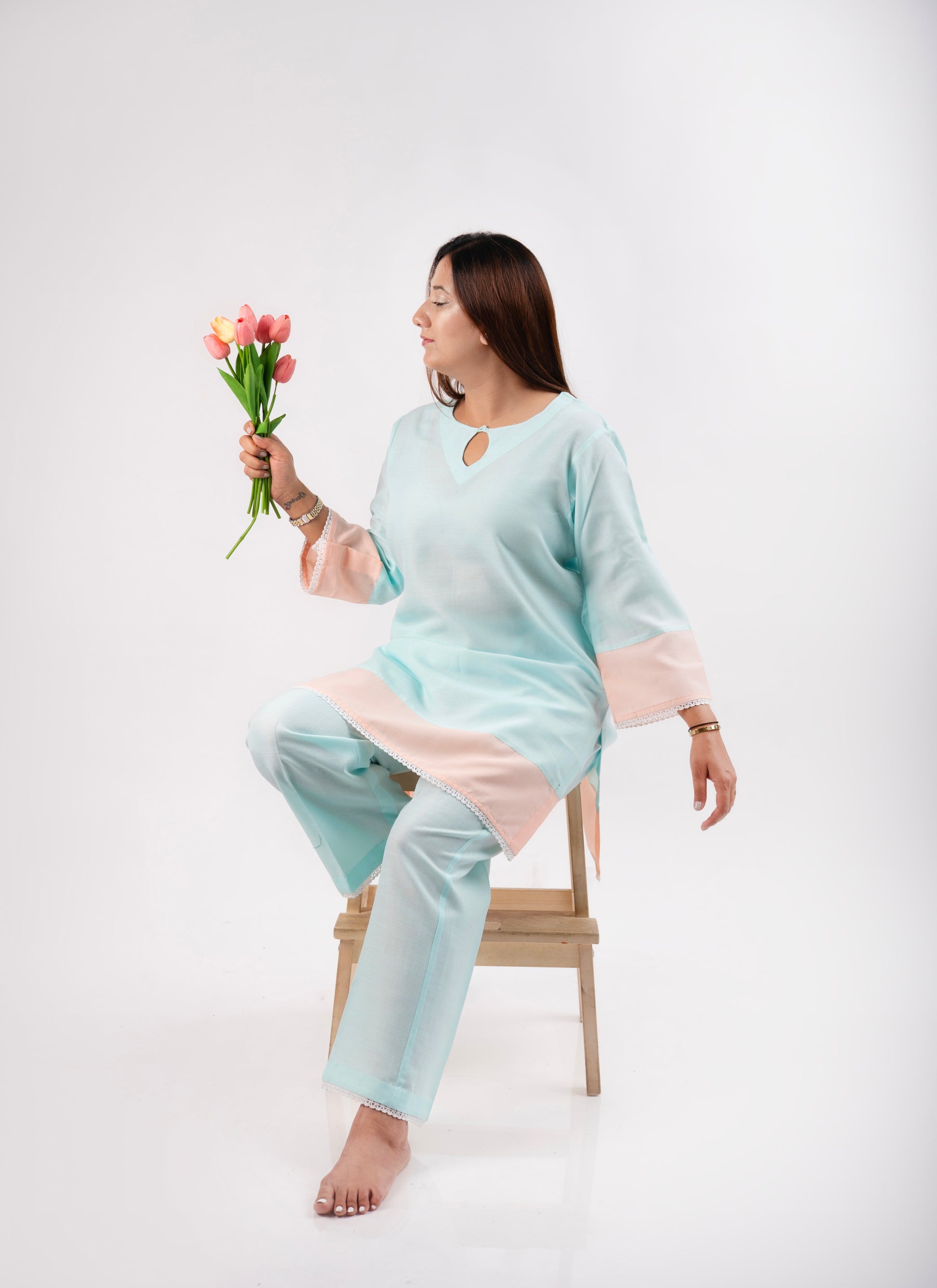 Baby blue Everyday muse cotton linen Co-ord set