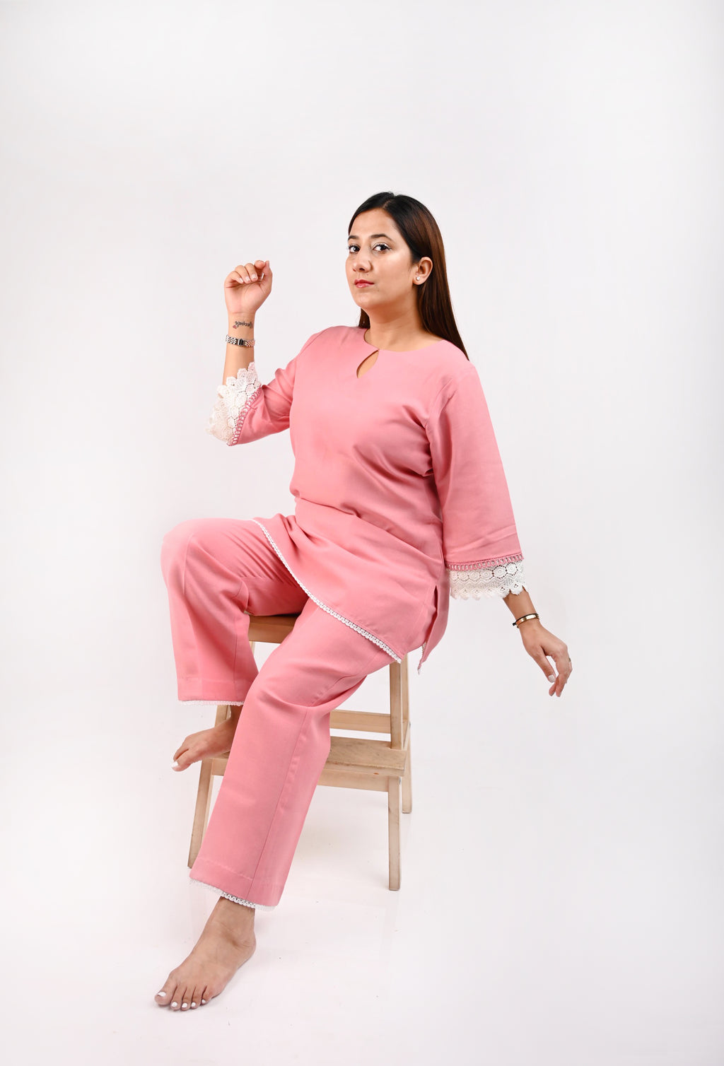 Flamingo pink Everyday muse cotton linen co-ord set