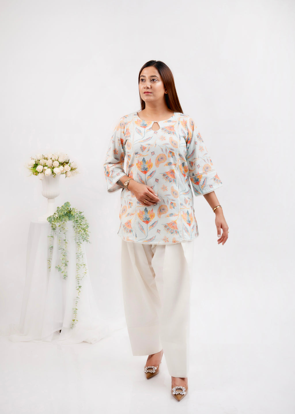 baby green Kurta with Farsi Salwar