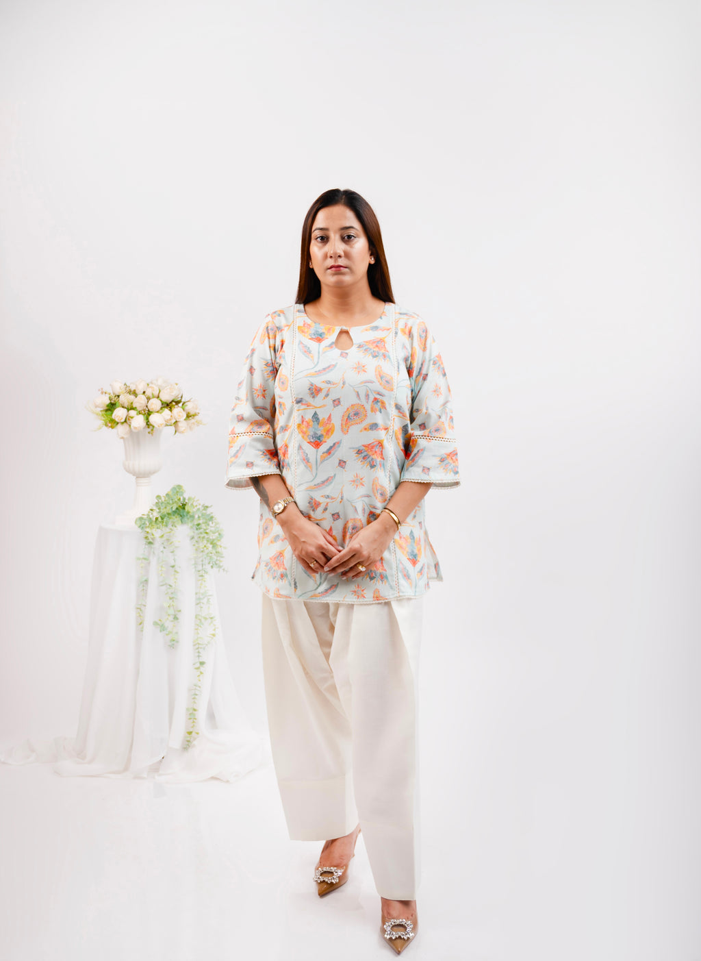 baby green Kurta with Farsi Salwar