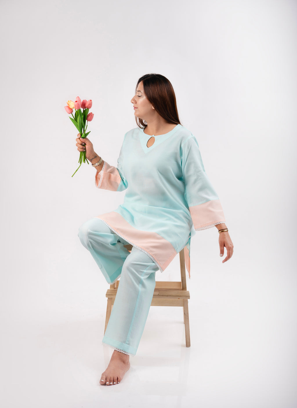 Baby blue Everyday muse cotton linen Co-ord set