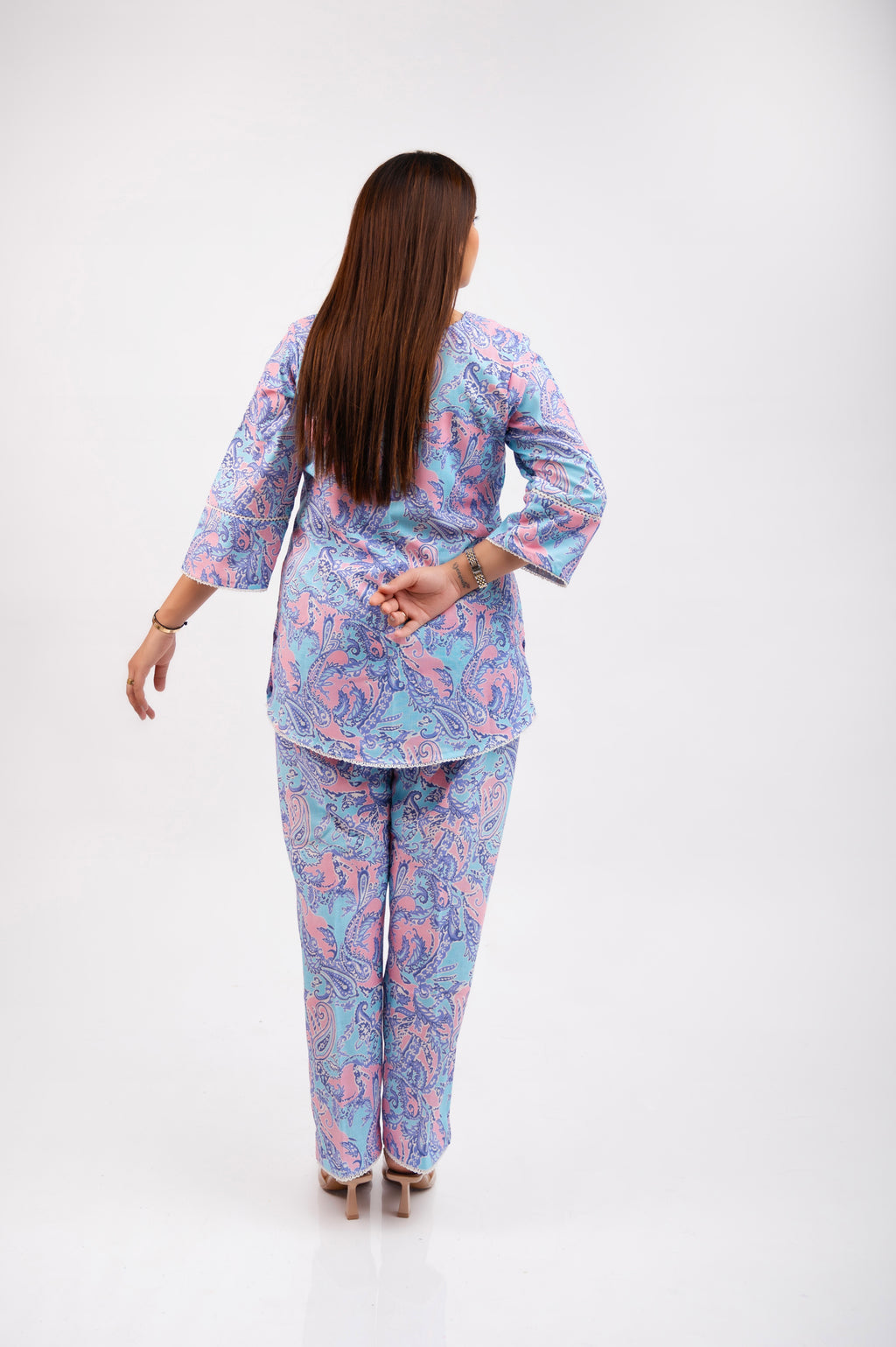 cornflower blue Twilight Bloom Linen Co-ord Set