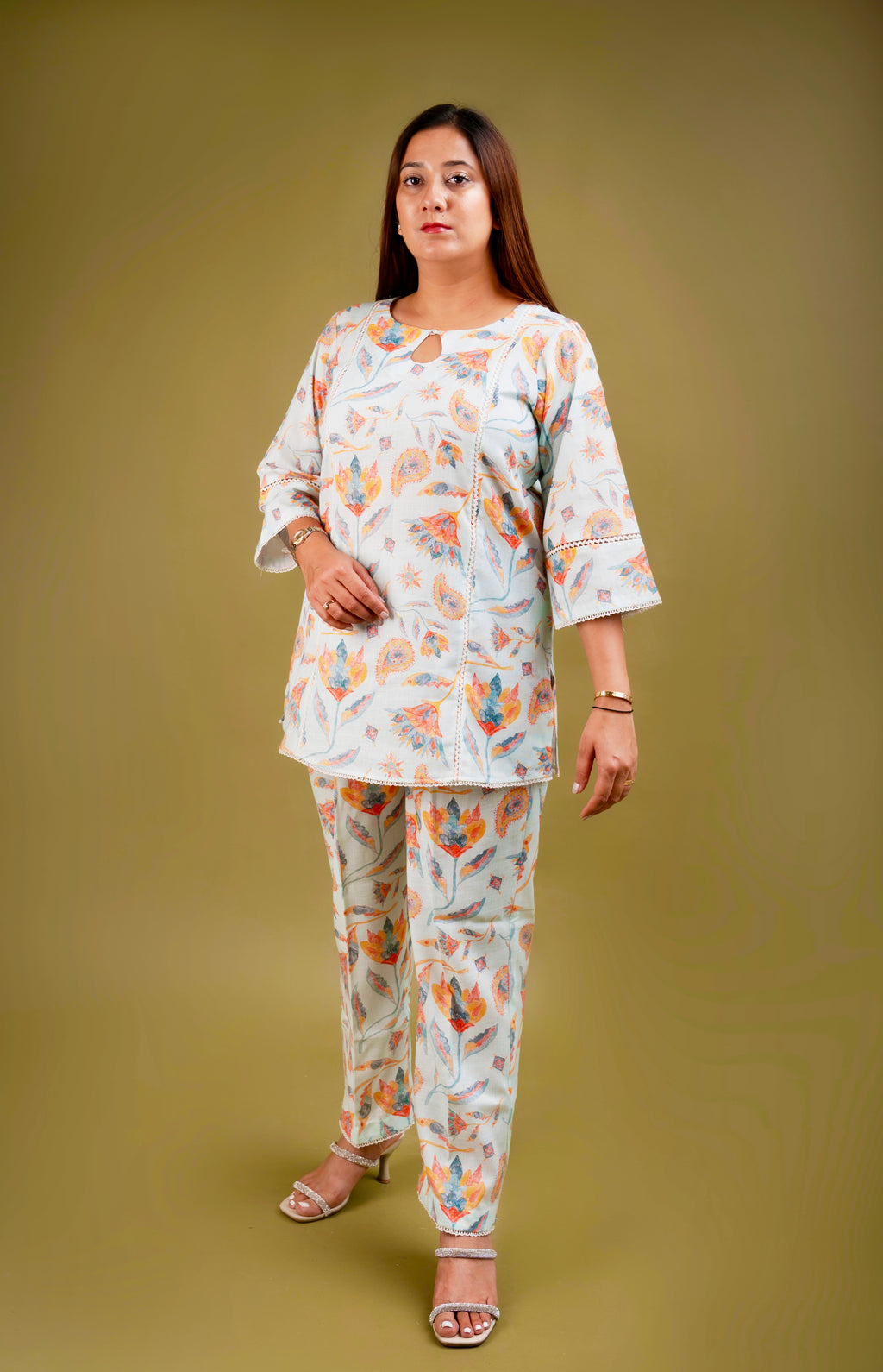 baby green Twilight bloom linen co-ord set baby green