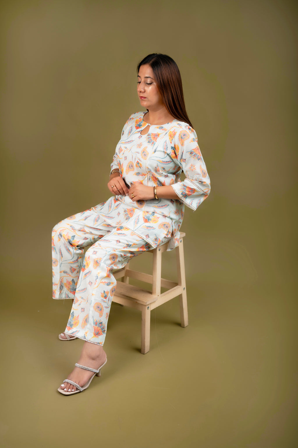 baby green Twilight bloom linen co-ord set baby green