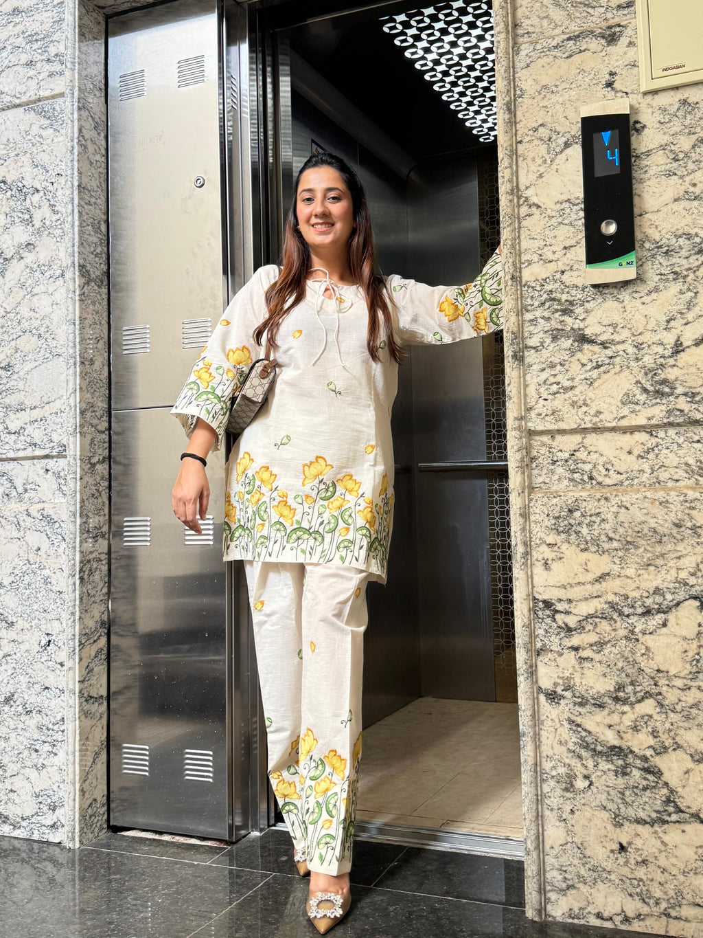 yellow flower Embroidered set
